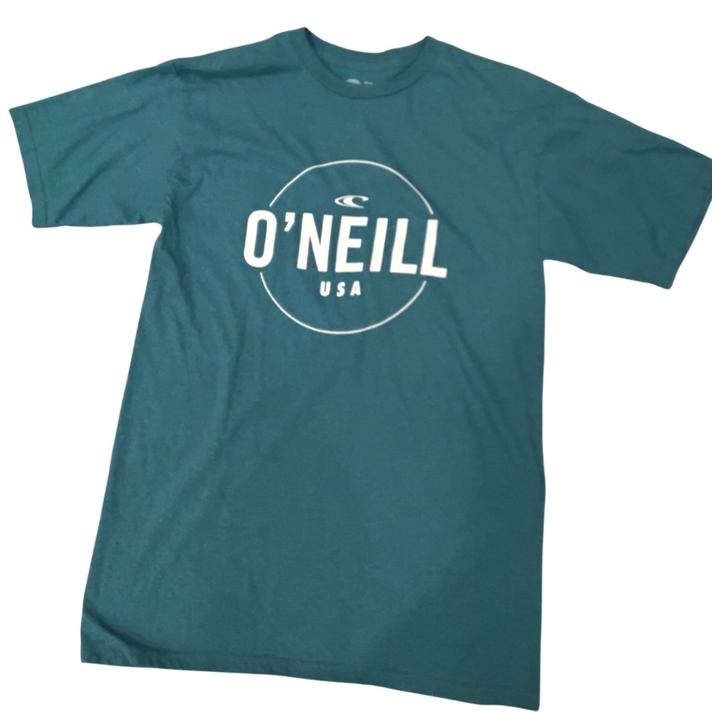 ONeill USA T Shirt Mens Medium Modern Fit Teal Short Sleeve Crew Neck
